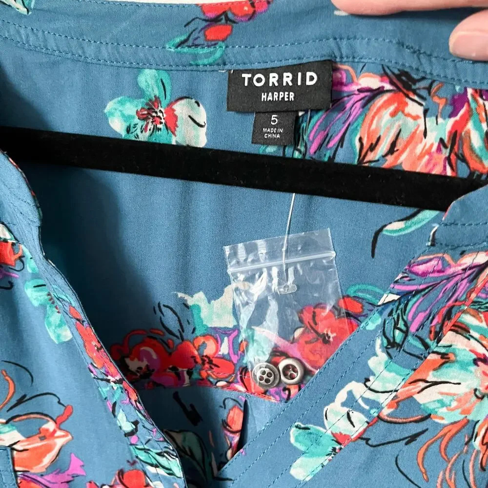 NWOT Torrid Floral Harper Popover Blouse 5X Fall Cottage Career Work Feminine - Picture 4 of 12